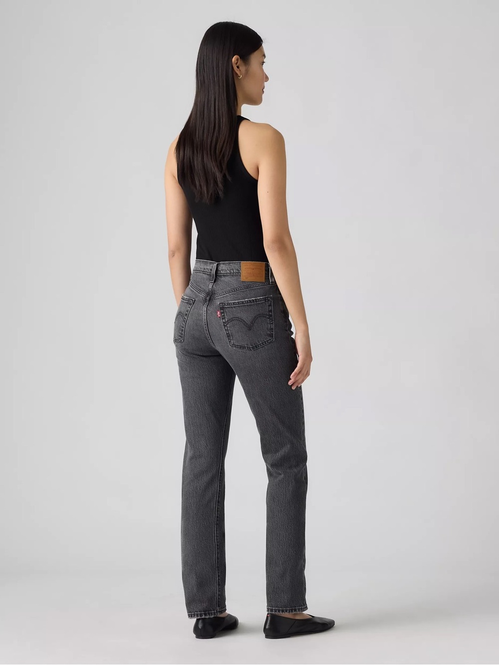 Levi's Straight-Leg High-Rise Jeans in Charcoal Gray
